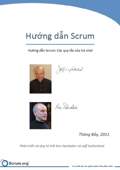 Sách Hướng dẫn ScrumScrum là một khung làm việc (framework) để phát triển bền vững các sản phẩm phức tạp. Tài liệu Hướng dẫn Scrum phiên bản 2011 chứa đựng định nghĩa nguyên gốc về Scrum. Định nghĩa này bao gồm các vai trò của Scrum, các Sự kiện Scrum, Các đồ nghề (hay công cụ) đặc thù của Scrum, và các quy tắc gắn kết các yếu tố đó lại với nhau để Scrum có thể hoạt động được trong thực tế. Ken Schwaber và Jeff Sutherland là các tác giả của Scrum, cũng là những người cung cấp Hướng dẫn Scrum này tới người đọc.